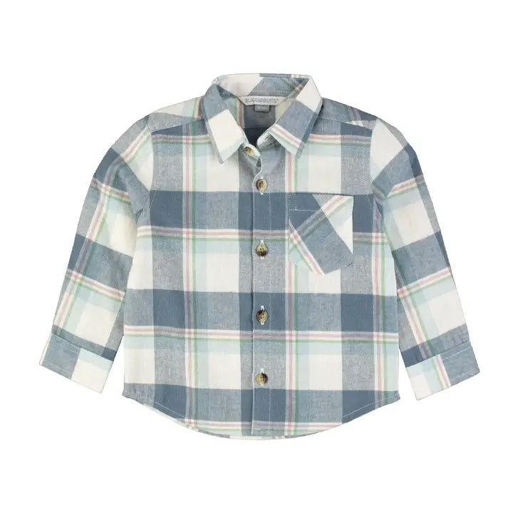 Boys Alpine Plaid Flannel Long Sleeve Button Down Shirt