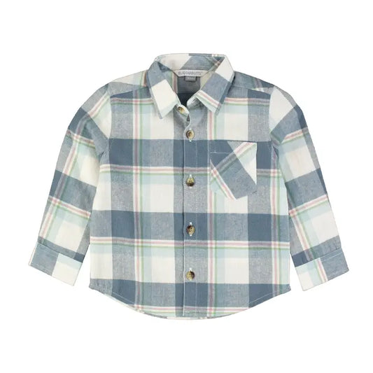 Boys Alpine Plaid Flannel Long Sleeve Button Down Shirt