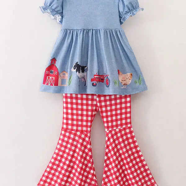 Girls Farm Animals Bell Bottoms Outfit