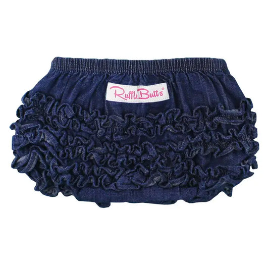 Baby Girls Dark Wash Denim Woven Rufflebutt Bloomer