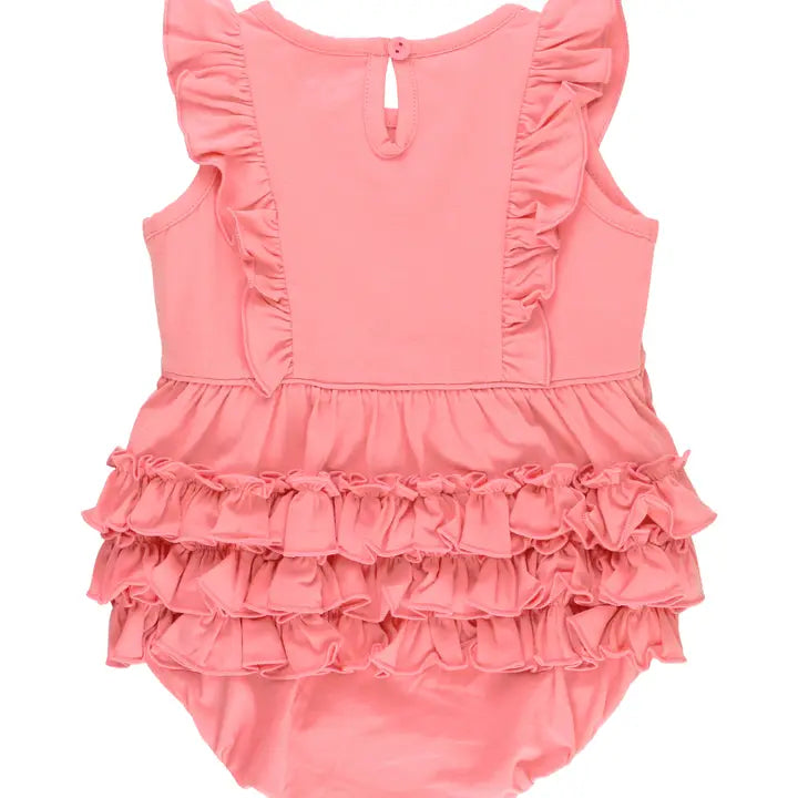 Baby Girls Bubblegum Pink Knit Sleeveless Waterfall Bubble Romper