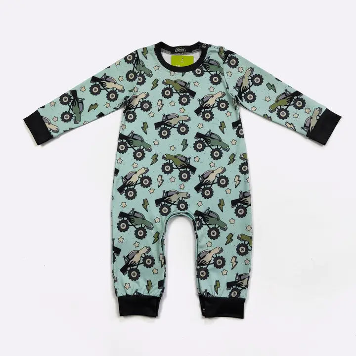 Monster Truck Boy Romper