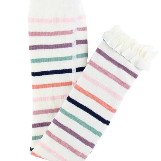 Girls Mellow Rainbow Patterned Footless Ruffle Tights