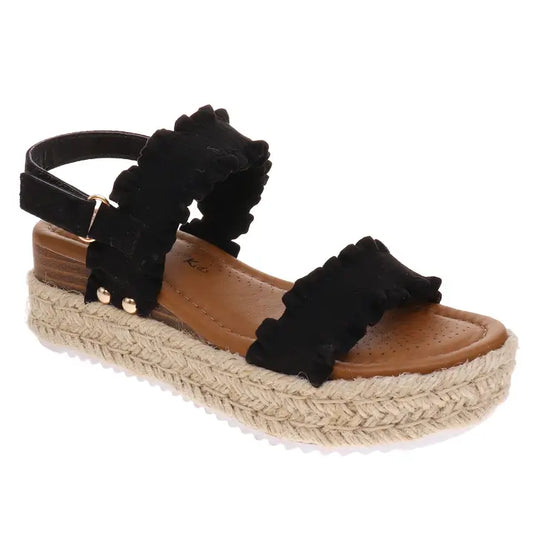 Black Ruffle Sandals