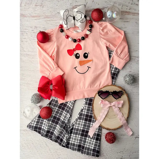 Snowman and Plaid Bell Bottoms Set