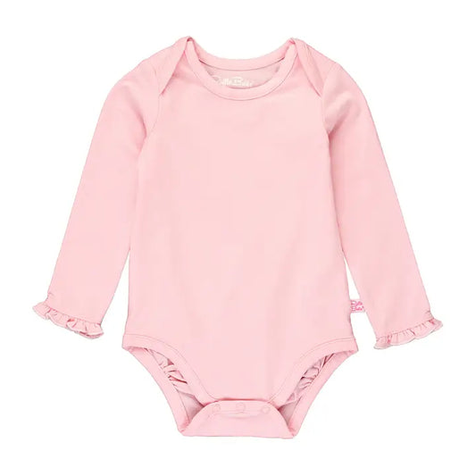 Baby Girls Pink Knit Long Sleeve Ruffle Bodysuit