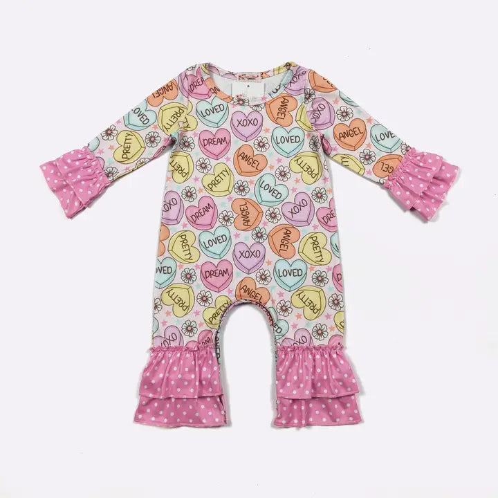 Pink Candy Heart Baby Romper