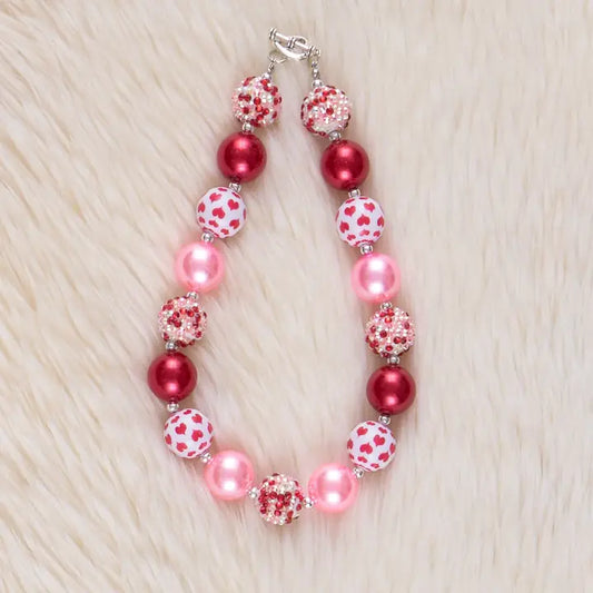 Pink & Red Heart Bubblegum Necklace