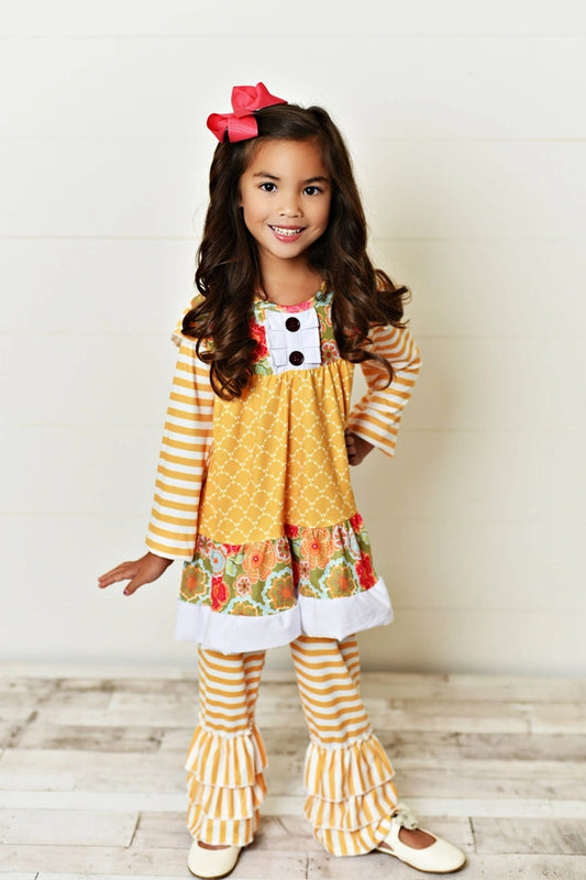 Mustard Stripe Floral Set