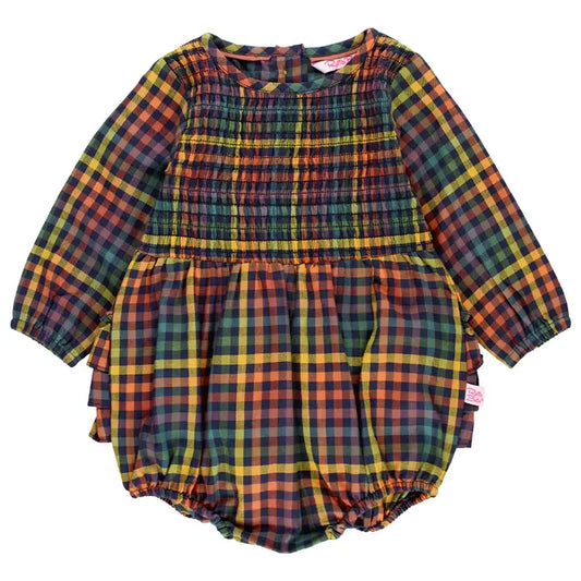 Baby Girls Harvest Rainbow Long Sleeve Smocked Bubble Romper