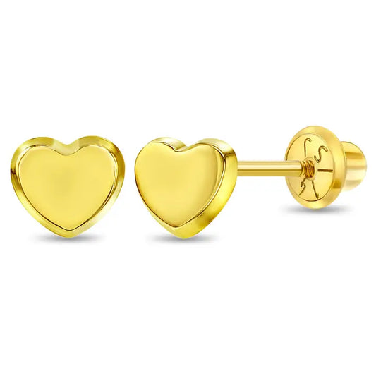 14k Gold Classic Polished Heart Earrings