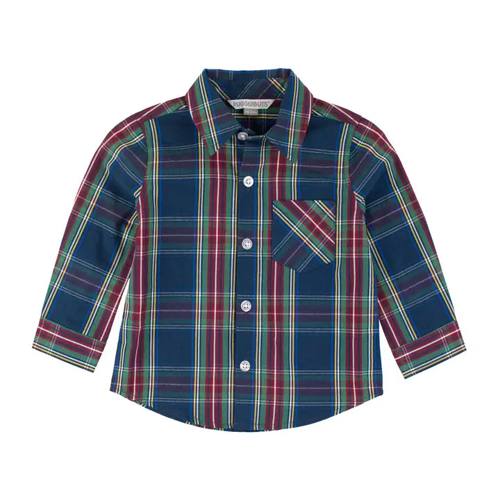 Boys Winter Nights Plaid Long Sleeve Button Down Shirt