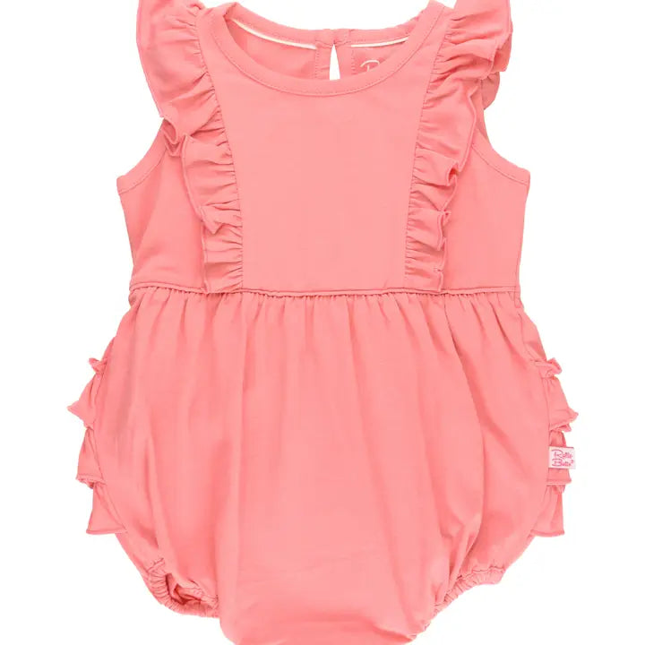 Baby Girls Bubblegum Pink Knit Sleeveless Waterfall Bubble Romper